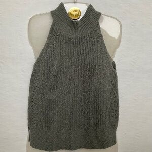 Gentle Fawn Cotton Knit Sleeveless Halter Neckline Tank Sweater Top Sage Green S